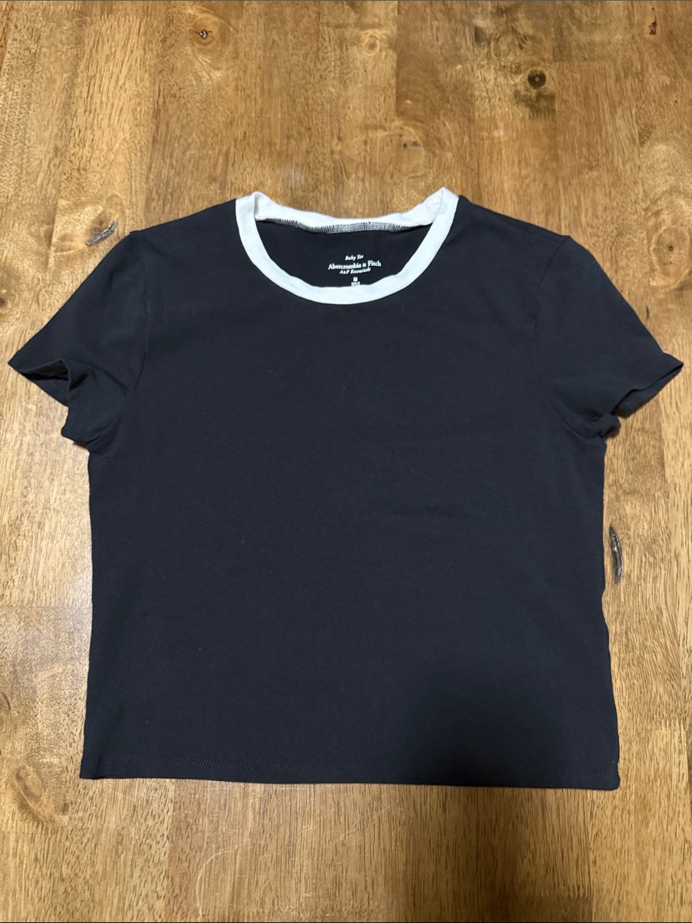 Abercrombie & Fitch Black Tee with White Contrast Neckline